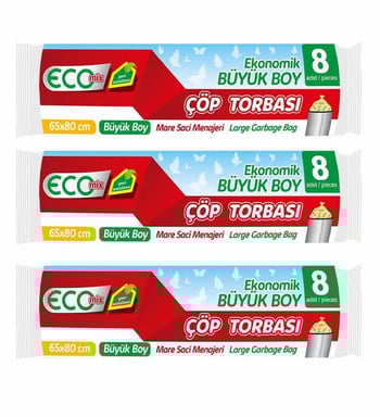 Ecomix Çöp Torbası Büyük Boy 8'li