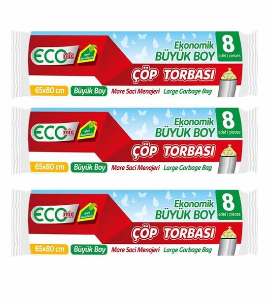 Ecomix Çöp Torbası Büyük Boy 8'li