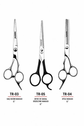 Powertec Düz+efile+sakal Bıyık Makası Deluxe 3'lü Makas Seti