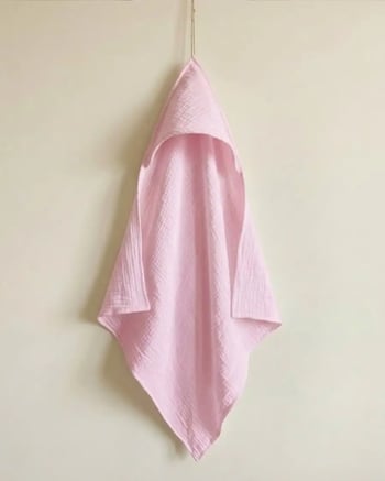 Muslin Kapüşonlu Havlu Pembe
