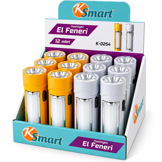 Ksmart K-0254 ( 2in1 ) ( Pilli ) El Feneri ( Renkli Plastik )