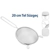 Enfa Enf-1294 ( 20cm ) Tel Süzgeç Metal Saplı Kulaklı