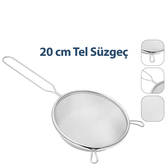 Enfa Enf-1294 ( 20cm ) Tel Süzgeç Metal Saplı Kulaklı