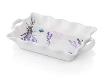 Noble Life Lavanta Desenli Porselen Kulplu Dikdörtgen Servis Tabağı 22 Cm