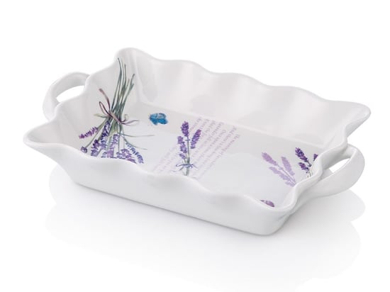 Noble Life Lavanta Desenli Porselen Kulplu Dikdörtgen Servis Tabağı 22 Cm