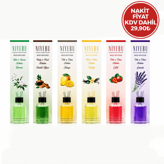 Niyebu ( 50ml ) ( 3-çubuklu ) Ortam & Bambu Kokusu ( Cam Şişe ) ( Mix Koku)