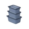 Dünya-30946-999 Mikro Line ( 3pcs = 600-1100-1800ml ) ( Dikdörtgen ) Plastik Saklama Kabı Set ( Mikrodalga Kullanılabilir )