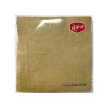 Roll-Up Kağıt Peçete Altın 33 x 33cm 20 Adet