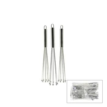 İ22-357 ( 8-boncuk Uçlu ) Metal Çırpıcı ( Krom Sap ) ( Uçları=it Topla & Çek Aç ) ( Uç=18cm + Sap:12cm )