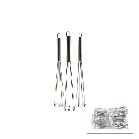 İ22-357 ( 8-boncuk Uçlu ) Metal Çırpıcı ( Krom Sap ) ( Uçları=it Topla & Çek Aç ) ( Uç=18cm + Sap:12cm )