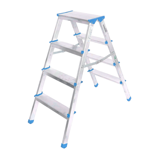 111 Yüzonbir ( 4+4 ) ( Çift Basamaklı ) Alüminyum Metal Merdiven ( Yükseklik = 92cm Baş Genişlik = 8cm )