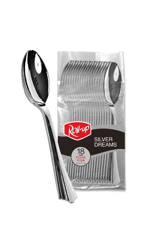 Roll-up Metal Görünümlü Plastik Kaşık 18li