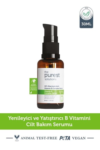 The Purest Solutions Yenileyici ve Yatıştırıcı B Vitamini Cilt Bakım Serumu 30 Ml (%10 Niacinamide + Provitamin B5)
