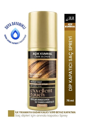 Jaja Exxellent Touch Suya Dayanıklı Beyaz Dip Kapatıcı Topik Sprey 75 Ml Açık Kumral
