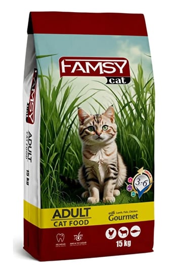Famsy Yetişkin Gurme Kedi Maması 15 Kg - Tavuk,balık,kuzu