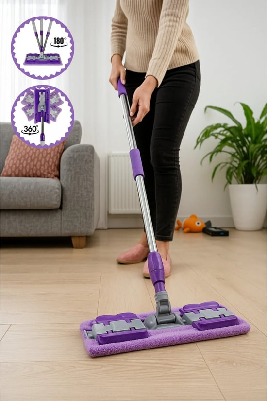 Nordhaus Yer Mopu Duvar Fayans Cam Temizlik Mikrofiber 4 Mandallı Mop