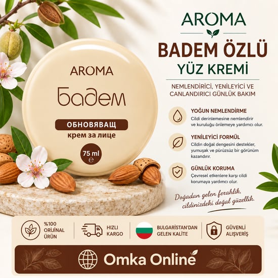 Aroma Badem Özlü Yüz Kremi 75 Ml | Nemlendirici, Besleyici ve Yenileyici Günlük Cilt Bakım Kremi