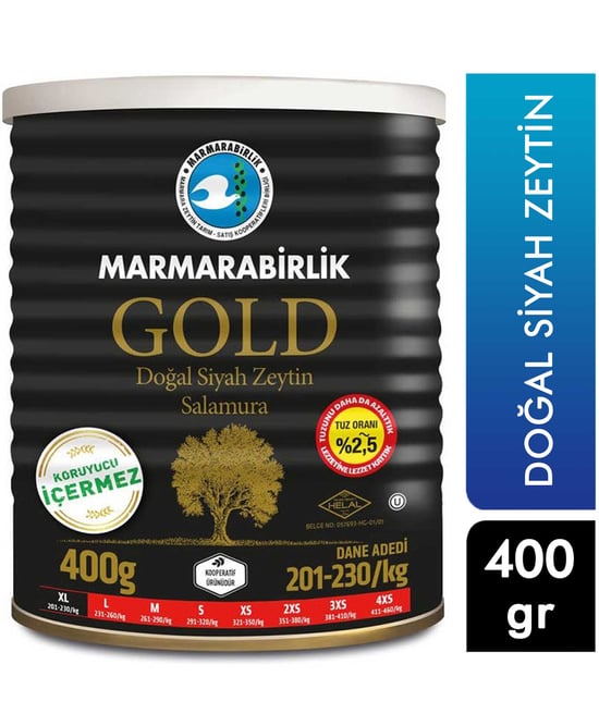 Marmara Birlik Gold Teneke Zeytin 400 G (201-230)