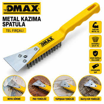 Dmax-4802 ( 2in1 ) Çelik Tel Fırça & Metal Kazıma Spatula ( 270mm )