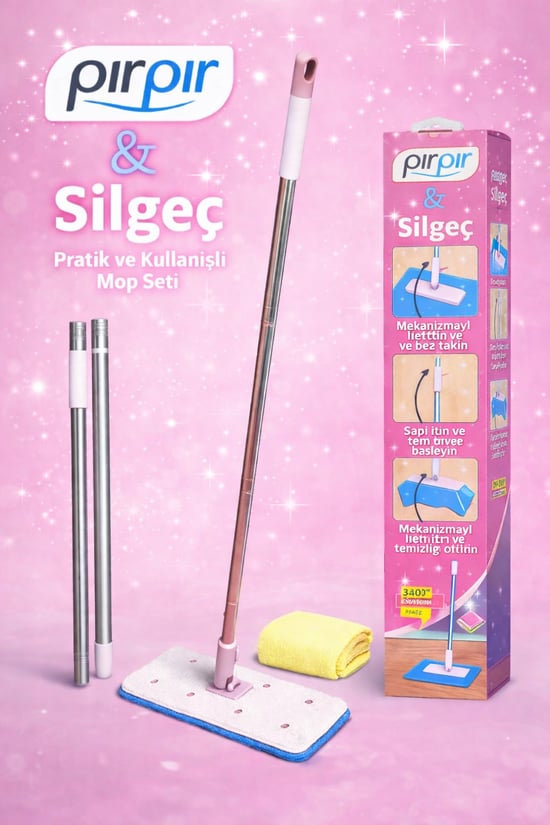 Pırpır Sil & Geç Kıskaçlı Temizlik Mopu