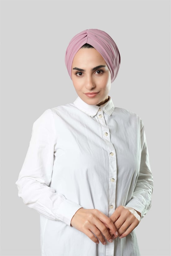 Hürrem Bone Pudra Drapeli Salaş Tesettür Bone Sandy Büzgülü 2315_06