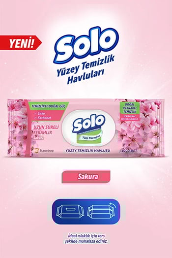 Solo Temizlikte Doğal Güç Sakura Yüzey Temizlik Havlusu 100 Adet
