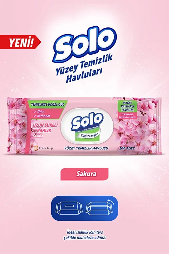 Solo Temizlikte Doğal Güç Sakura Yüzey Temizlik Havlusu 100 Adet