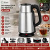 Kiwi Kk-3334 ( Çelik & Sürahi Model ) Kettle Elektrikli Su Isıtıcısı ( Paslanmaz Çelik Gizli Rezistans ) ( 360° ) ( 2.2lt ) ( 1500w )