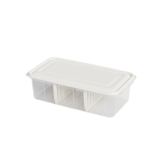 Dünya Dp-07417-102 ( Şeffaf ) Şeffaf Plastik Buzdolabı Organizeri Kapaklı 6lt ( 3 Bölmeli ) ( 373x193x110mm )