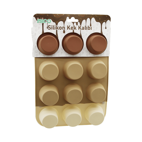 İ22-041 (düz) (12li & Mini ) (silikon) Muffin Kek Kalıp ( Askılıklı )