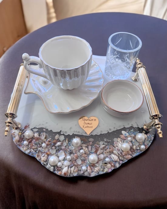 Dreamy Gold Söz Kahve Tepsisi Krem