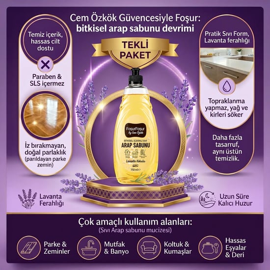 Foşur Foşur By Cem Özkök Lavanta Kokulu Bitkisel Sıvı Arap Sabunu 750 Ml
