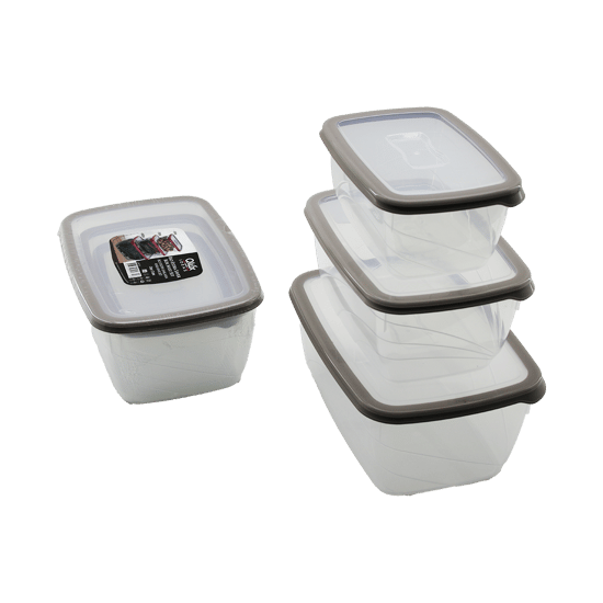 Qlux L-00772 Bio Extra ( 3pcs= 1600-2800-4600ml ) Sızdırmaz Saklama Kabı Set (şeffaf Pls.kap)