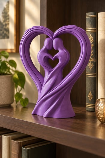 Birbirine Geçmiş Ruhlar – Kalp Heykeli Figürlü Dekoratif Biblo Mor