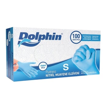Dolphin Pudrasız Nitril Eldiven Mavi S 100'lü