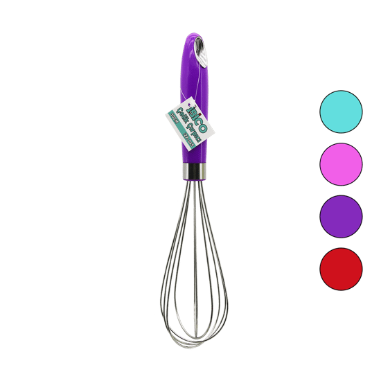 İ22-065 ( 30cm ) ( Renkli Plastik Saplı ) Çelik Metal Çırpıcı ( Çırpıcı: 16cm + Sap: 14cm )