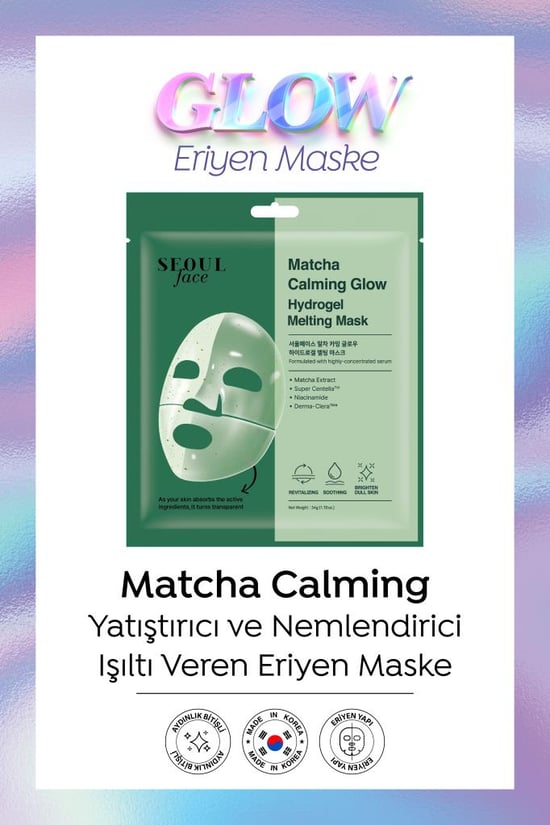 Dermal Seoul Face Matcha Yatıştırıcı Işıltı Veren Eriyen Glow Hidrojel Maske Kore Maskesi 34 Gr