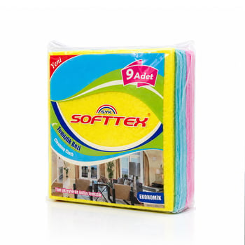 Softtex ( 9pcs ) ( Ekonomik ) Renkli Temizlik Bezi ( 34.5 X 35.5cm)