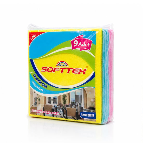Softtex ( 9pcs ) ( Ekonomik ) Renkli Temizlik Bezi ( 34.5 X 35.5cm)