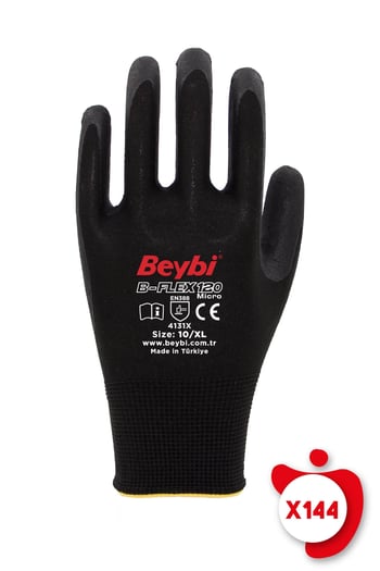 Beybi B-flex120 Siyah Micro Köpük Nitril Eldiven 8 Beden 12 Çift