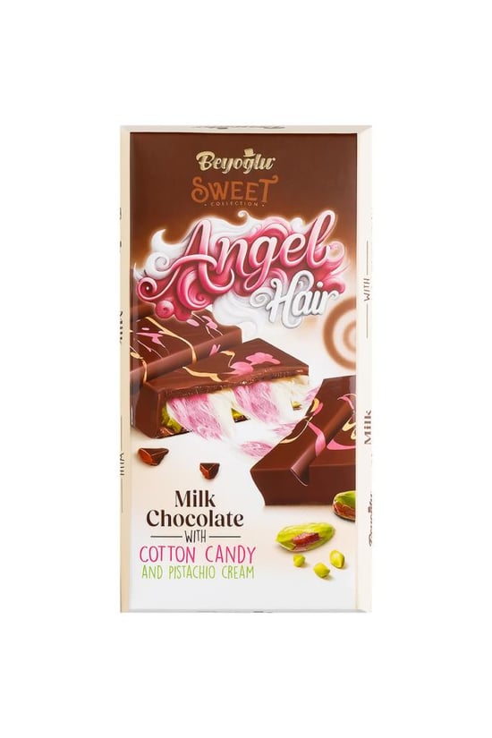 Beyoglu Angel Hair Pişmaniye ve Antep Fıstık Dolgulu Sütlü Çikolata 170 Gr.