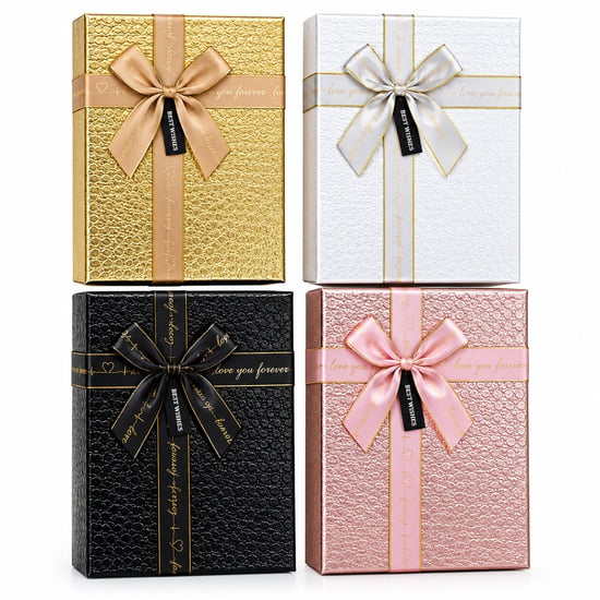 İ12-086 (3pcs) (d.dörtgen) (parlak Mix Renkli & Kabartma Desen) Karton Hediye Kutusu (kurdelalı) (22.5x15.5-20.5x13.5-18.5x11.5cm)