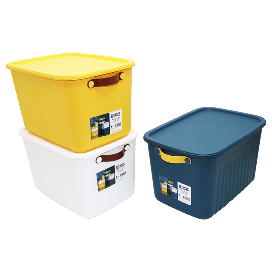 Boxsis Om-0050-1690 ( 15lt ) ( 35x25x22cm ) Renkli Organizer Kapaklı Kutu Plastik