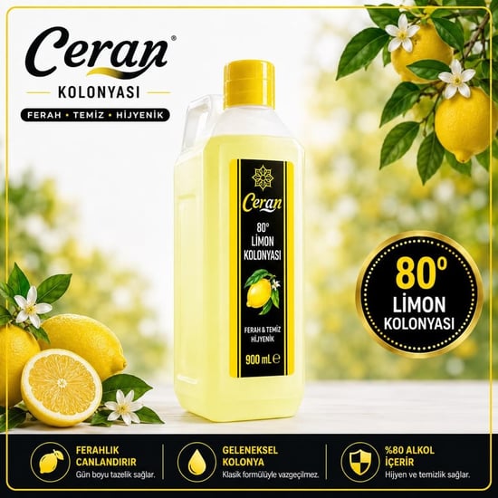 Ceran Kolonya 80 Derece Limon Kolonyası 900 Ml