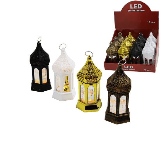Led Storm Lantern Sdr-lm-003 ( Büyük ) Altıgen Kapalı Kubbe ( Pilli ) Ramazan Led Işık ( Mix Renkli & Plastik )