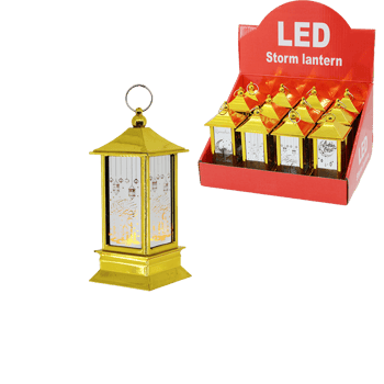 Led Storm Lantern Krd-7939 ( Kare Kubbe ) ( Pilli ) Ramazan Led Işık Gold