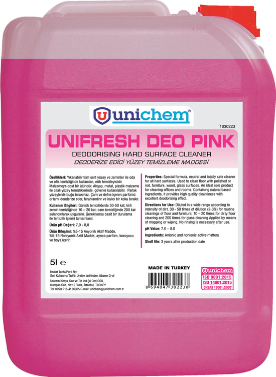 Unıchem Unıfresh Deo Pınk Deoderize Edici Yüzey Temizleme Maddesi 5 L