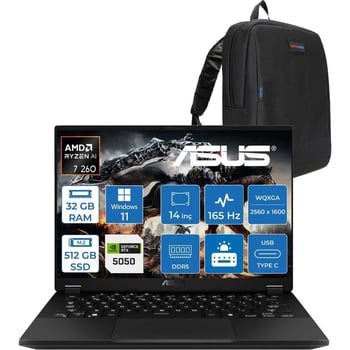 Asus Tuf Gaming A14 FA401UH Amd Aı Ryzen 7 260 32GB Ddr5 512GB SSD 8GB/RTX5050 115W 14-Inch, 165Hz 2