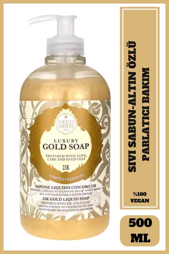 Nesti Dante Luxury Gold Sıvı Sabun 500ml | Nemlendirici ve Parlat