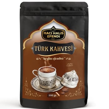 Hacı Halis Efendi Türk Kahvesi 200 Gr Koyu Çok Kavrulmuş Yoğun Aroma Doypack